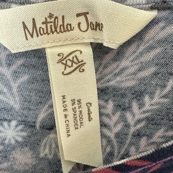 Matilda Jane Resolution Navy Floral Long Slv Jersey Trapeze Dress XXL - Picture 2 of 6